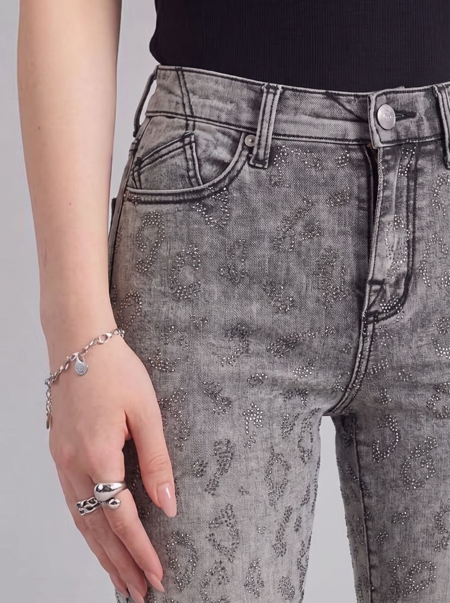 Kaia Grey Leopard Straight Jean