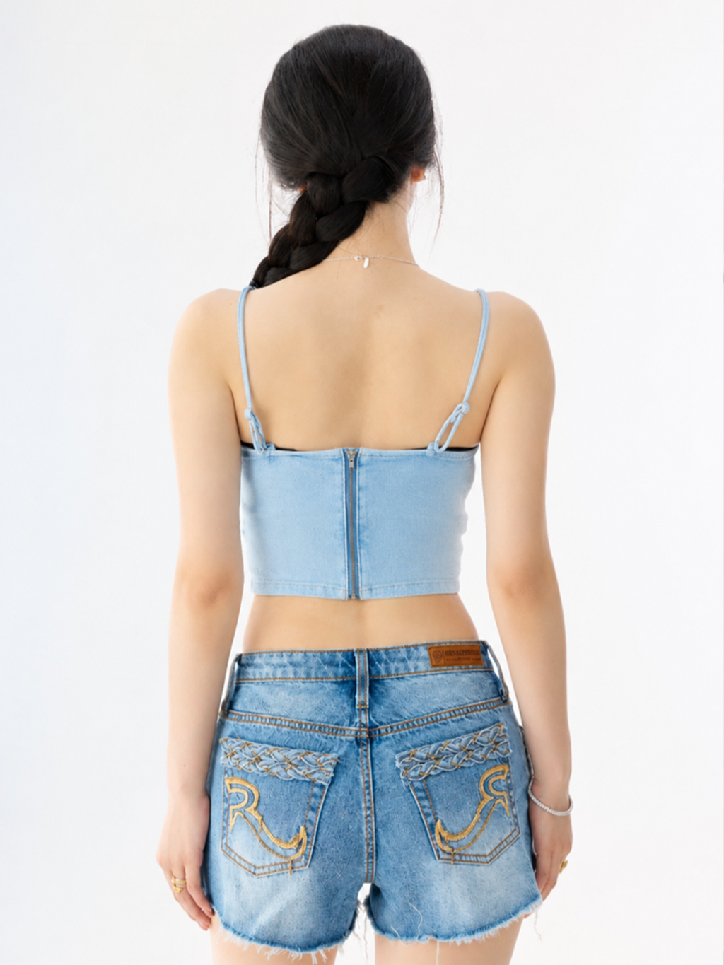 Crystal Denim Corset Top