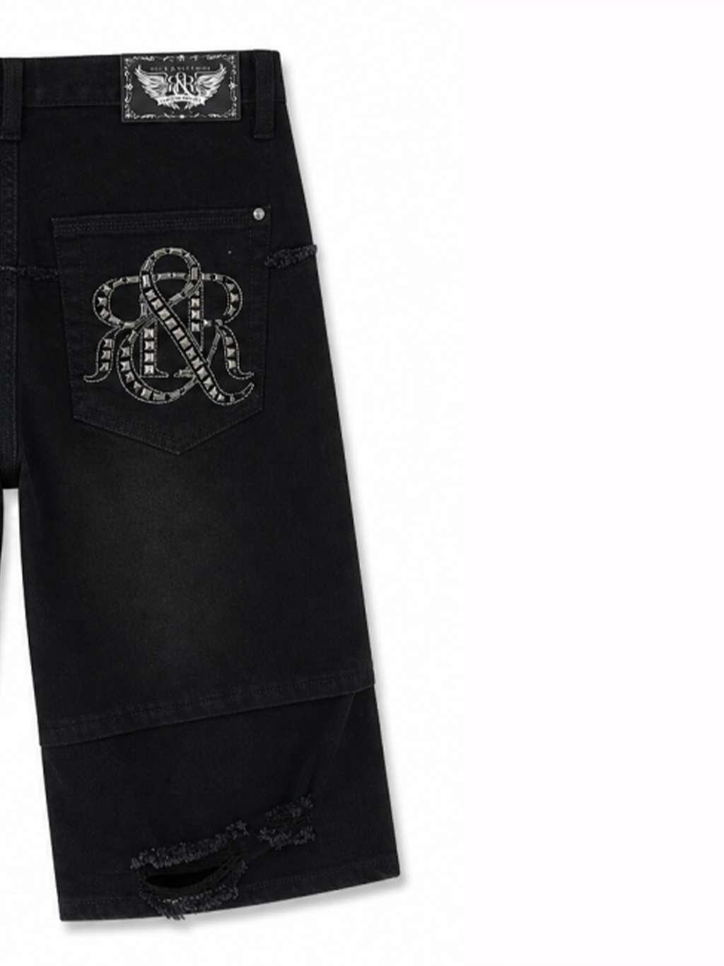 Rhinestone Pocket Denim Shorts