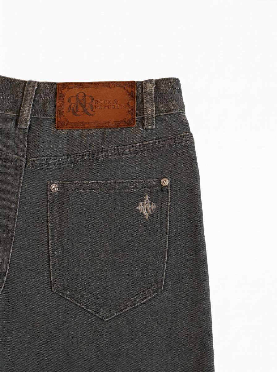Tonal Pattern Denim Shorts