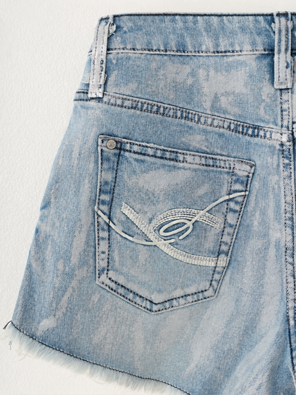 Curved Seam Denim Shorts