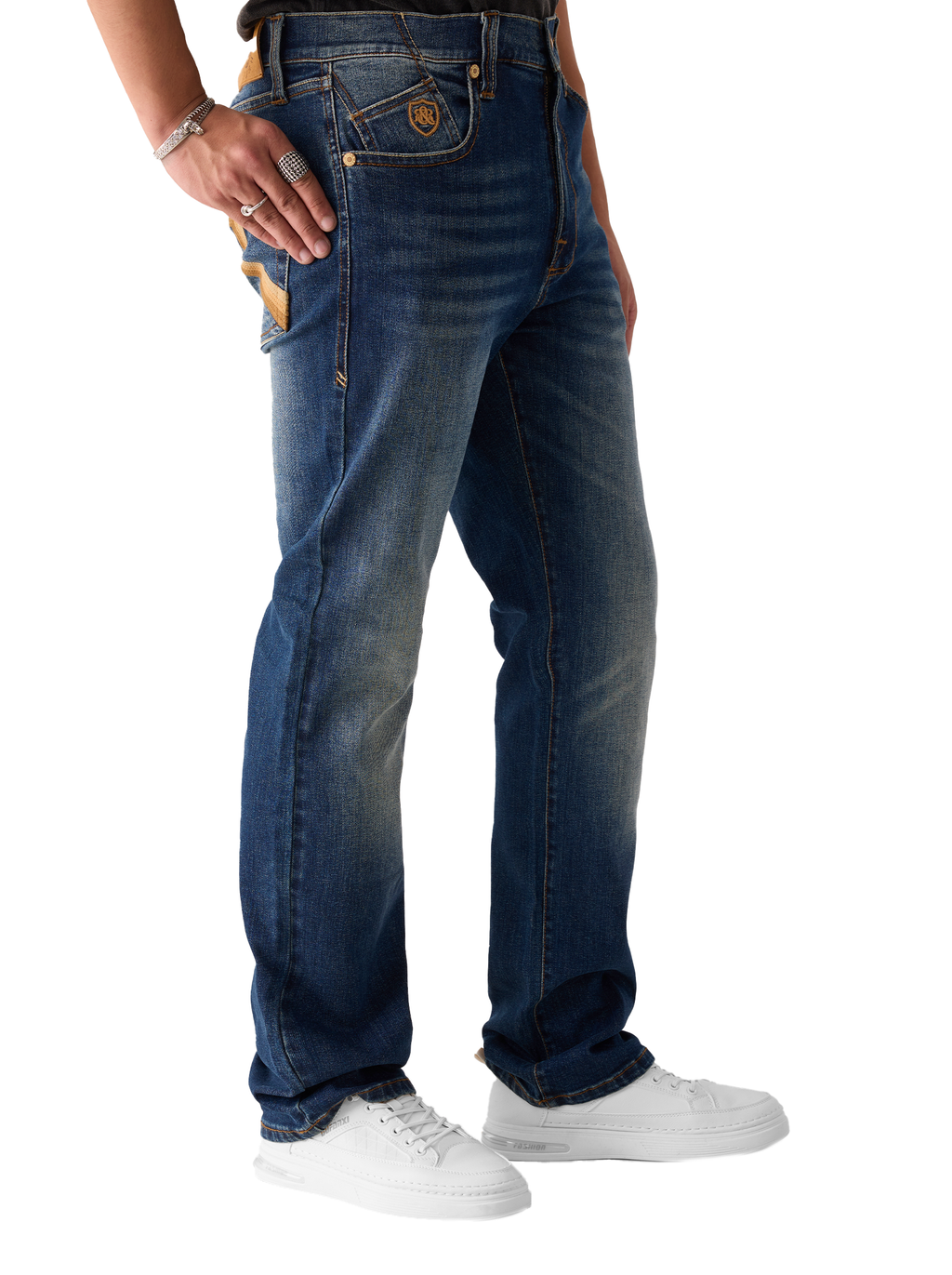 Neil Contrast Appliqué Straight Leg Jean