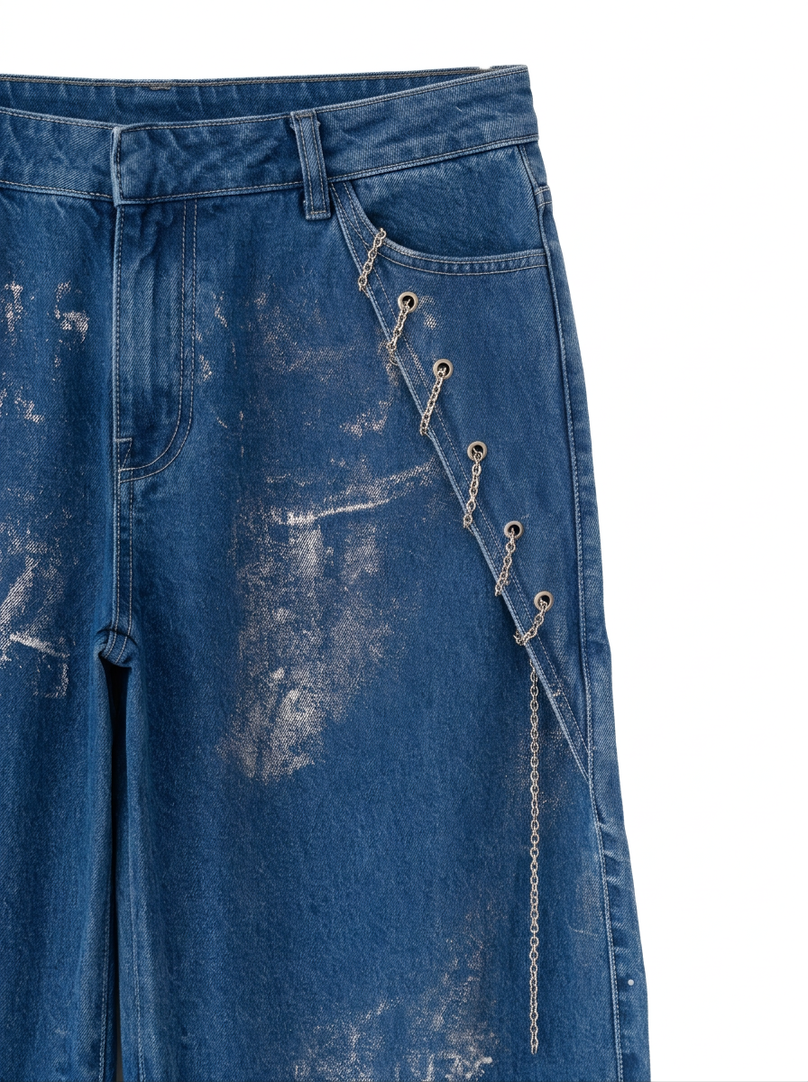 Rebel Distressed Lace-Up Wide Leg Jean