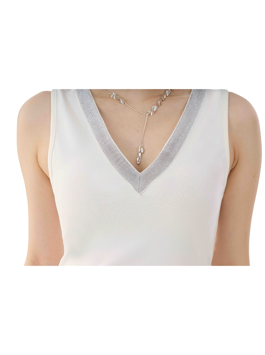 Women's Rhinestone-Trimmed V-Neck Tank Top