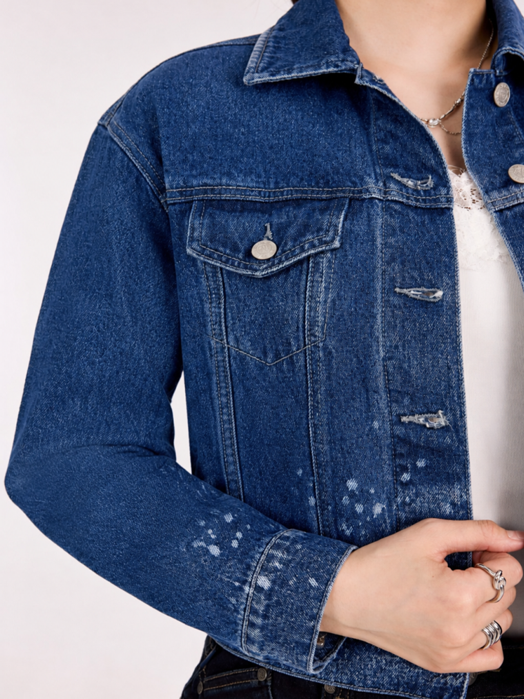 Paint-Splatter Denim Jacket