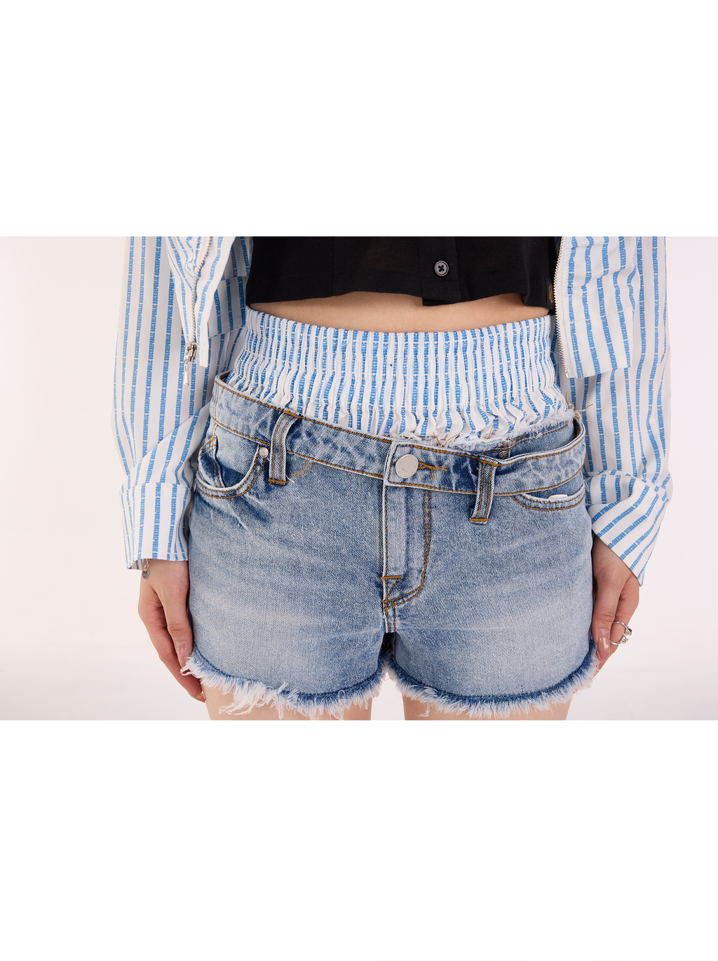 Women's Raw Hem Bermuda Denim Shorts