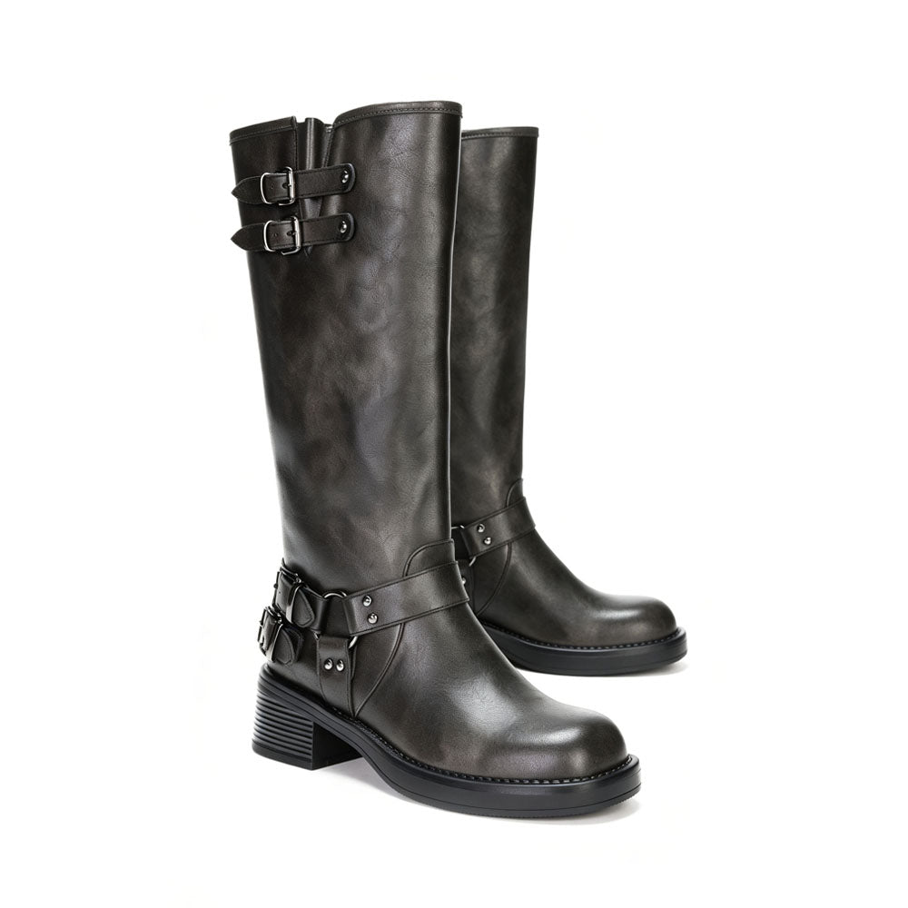 Buckle Strap Tall Riding Boot