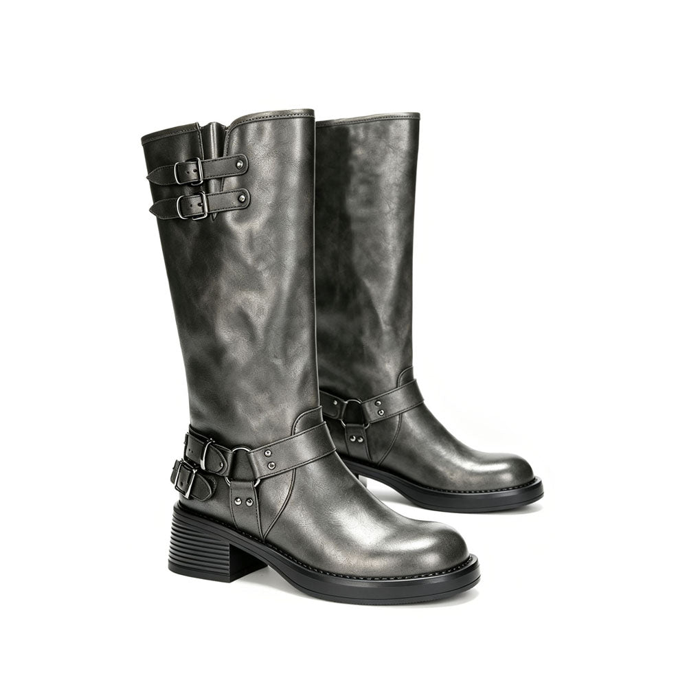 Buckle Strap Tall Riding Boot