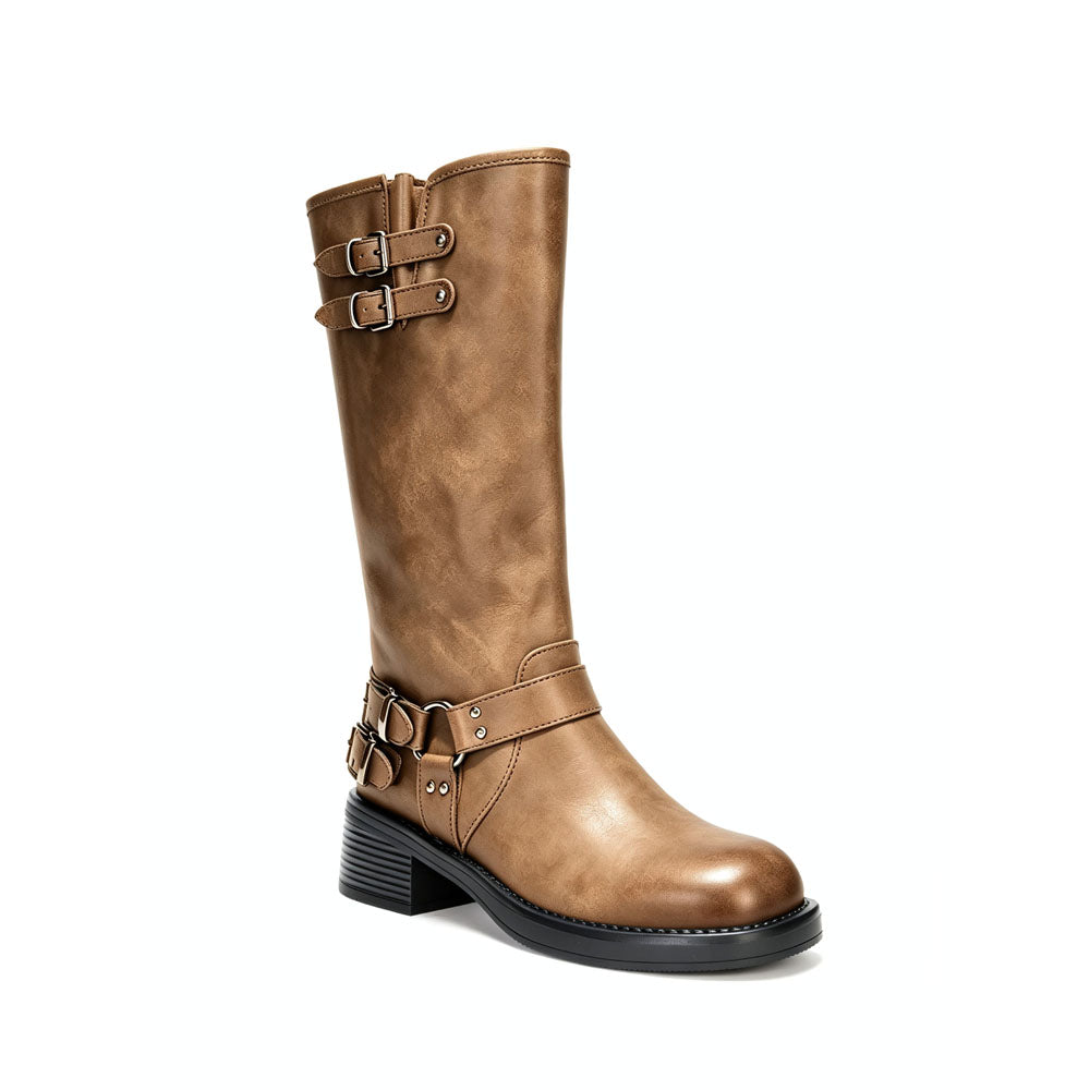 Buckle Strap Tall Riding Boot