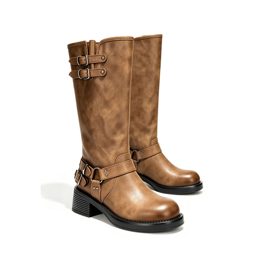 Buckle Strap Tall Riding Boot
