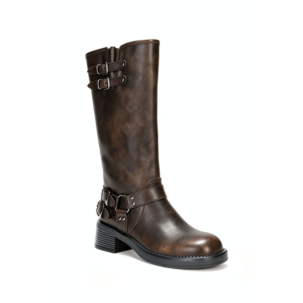 Buckle Strap Tall Riding Boot