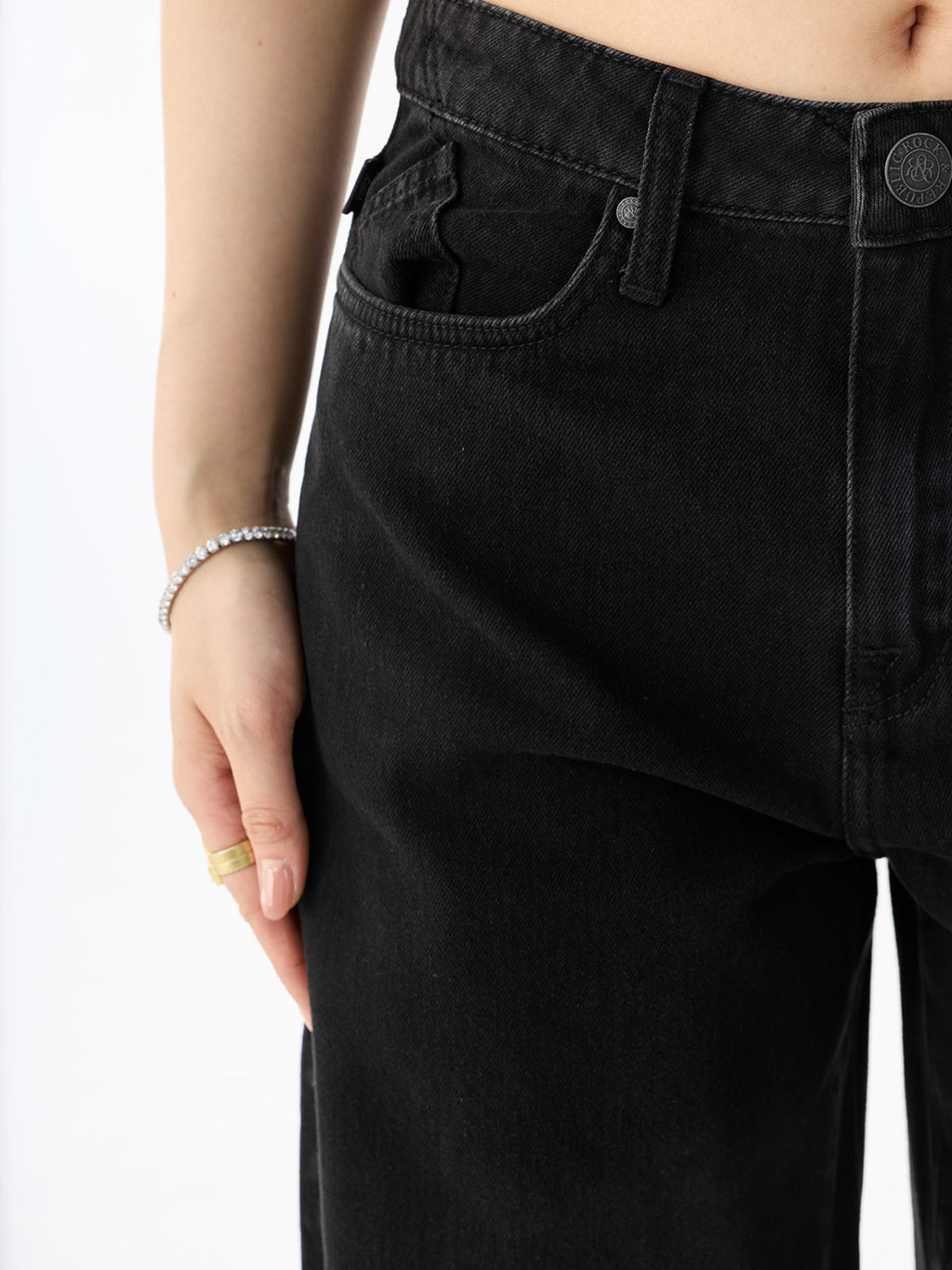 Rowan Tonal Print Barrel Leg Jean