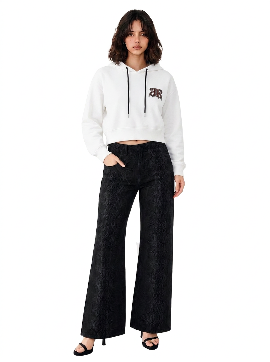 Embroidered Logo Cropped Hoodie