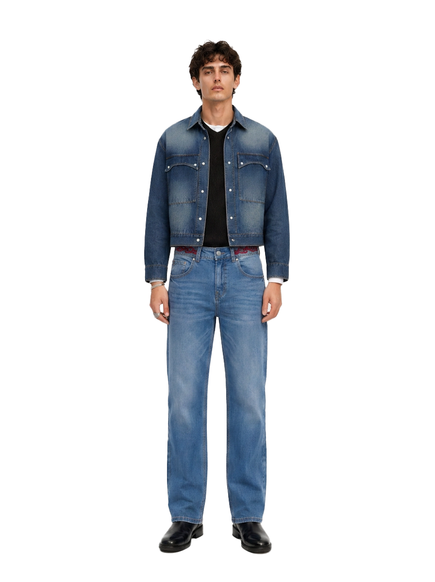 Knox Embroidered Appliqué Straight Jean