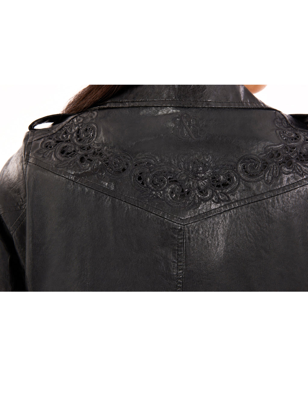 Women's Embroidered Cropped Leather Jacket