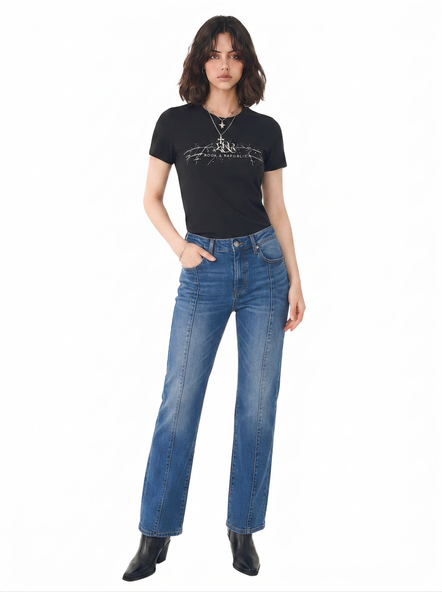 Kaia R-Embroidered Straight Jean