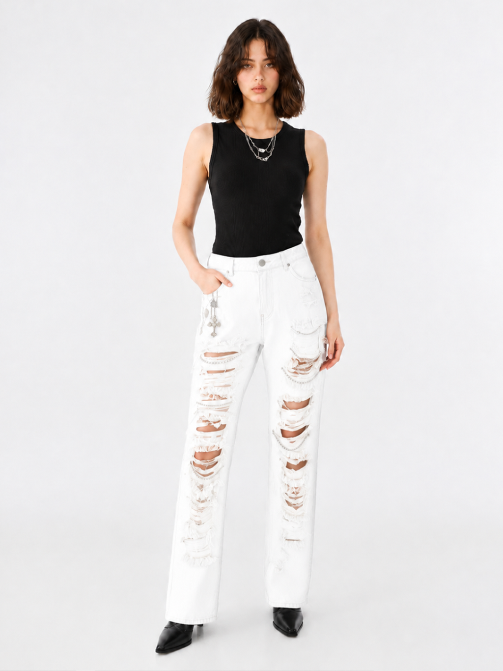 Neil Cross Distressed Straight Jean