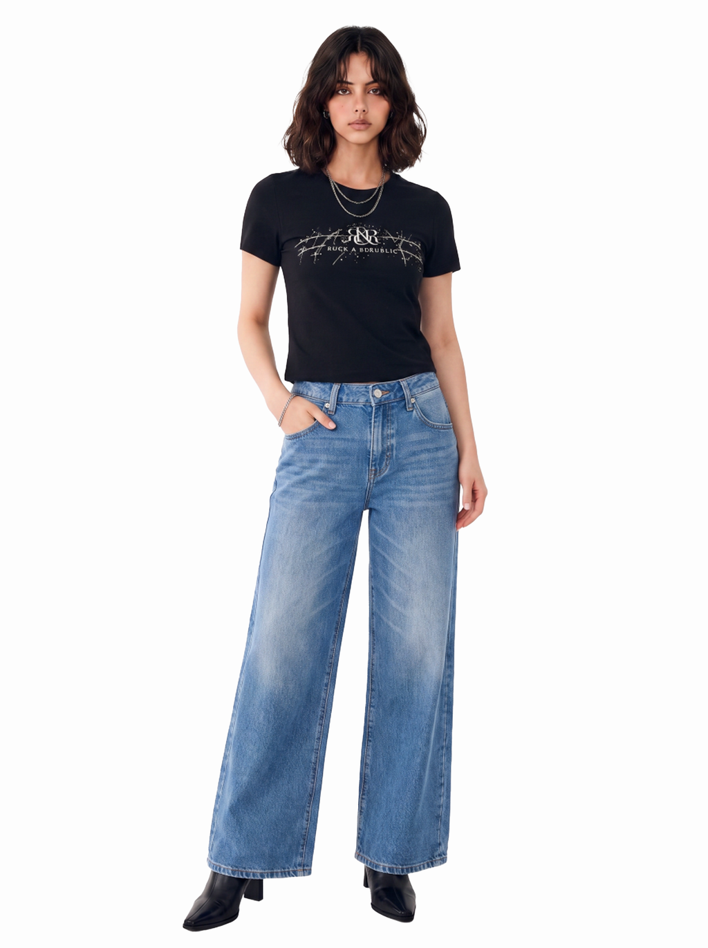 Rhys Embroidered Barrel Leg Jean
