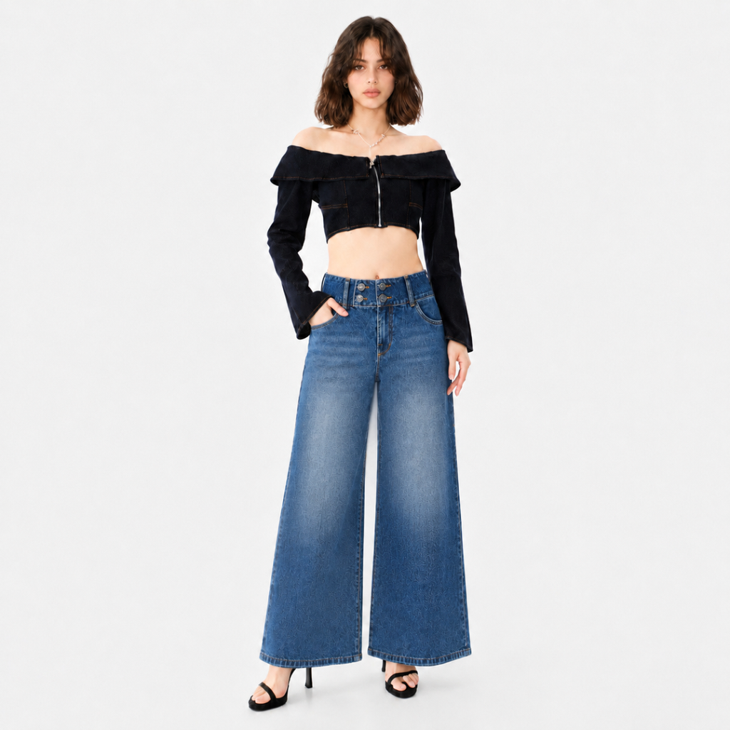 R Pocket Wide Leg Jeans