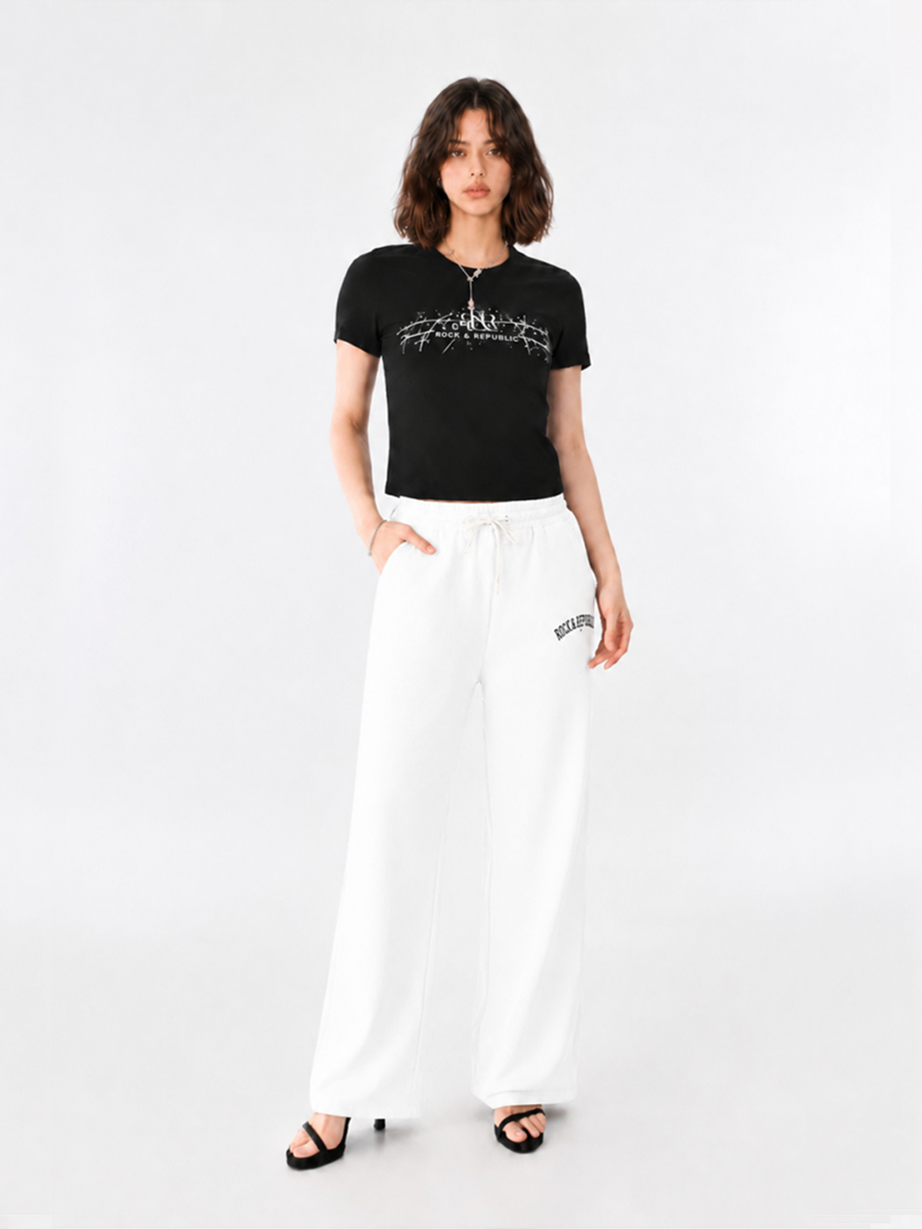 Logo Knit Wide Leg Pants