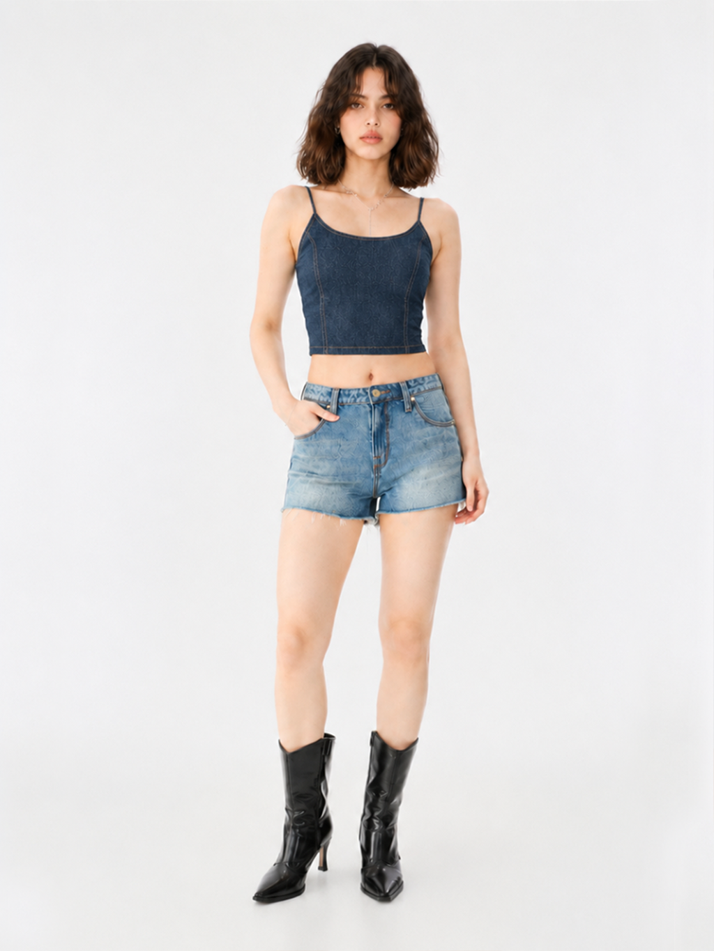 Crystal Denim Corset Top