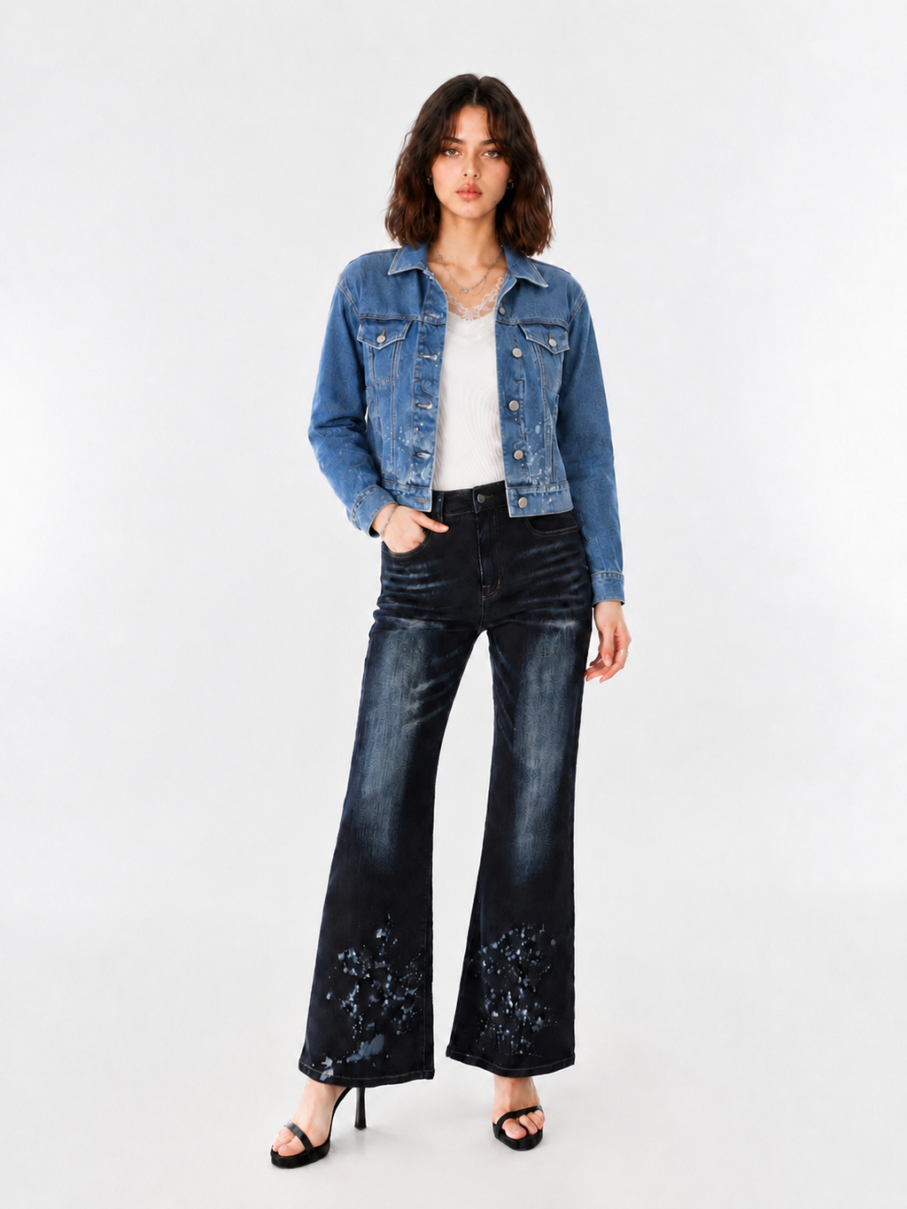 Paint-Splatter Denim Jacket