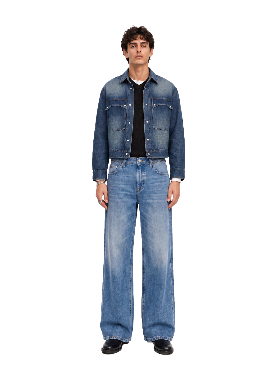 Rhys Embroidered Barrel Leg Jean