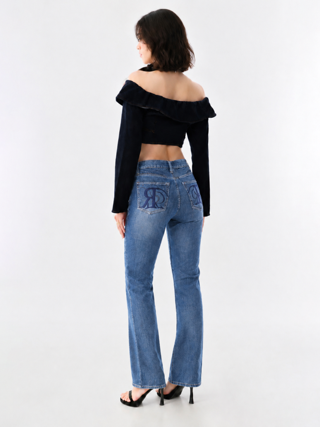 Kaia Blue R Embroidered Straight Jean