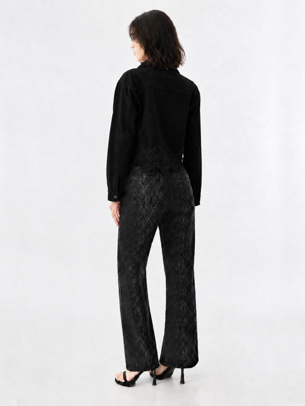 Lace-Hem Denim Shirt