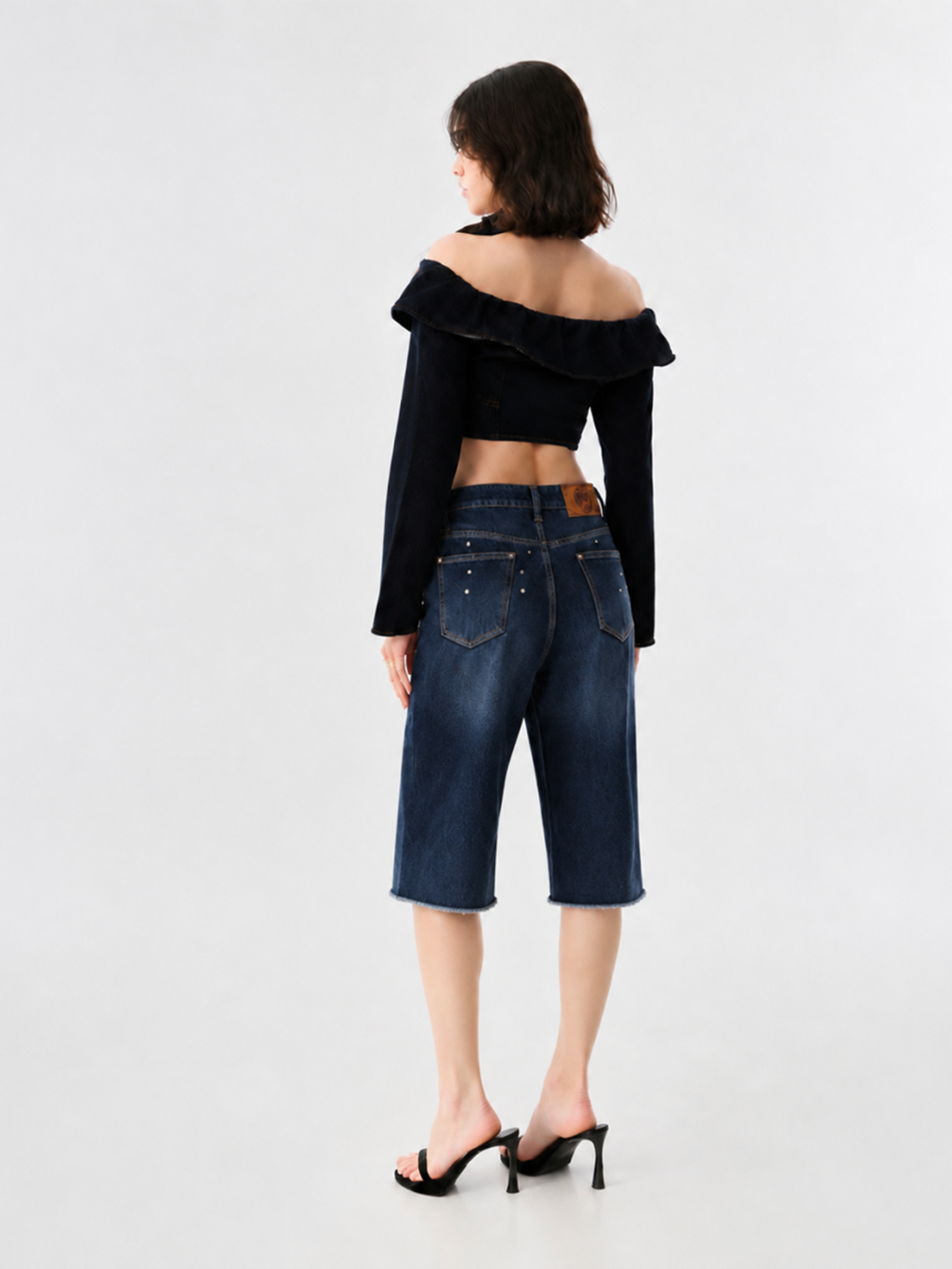 Distressed Bermuda Denim Shorts
