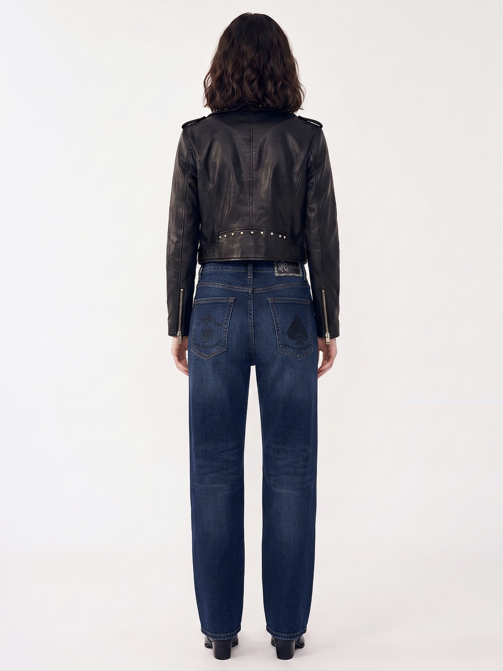 Kaia Studded Card Pocket Straight-Leg Jean