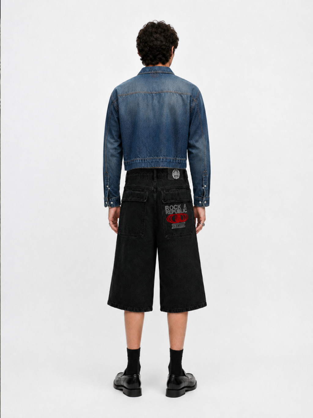 Allover Stud Denim Shorts