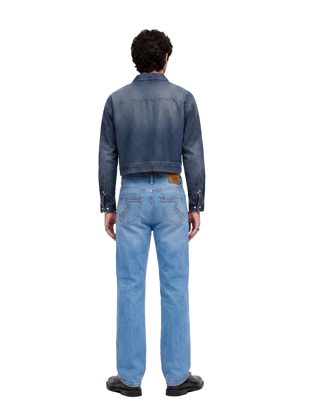 Grady Mid Rise Contrast Stitch Relaxed Straight Jean