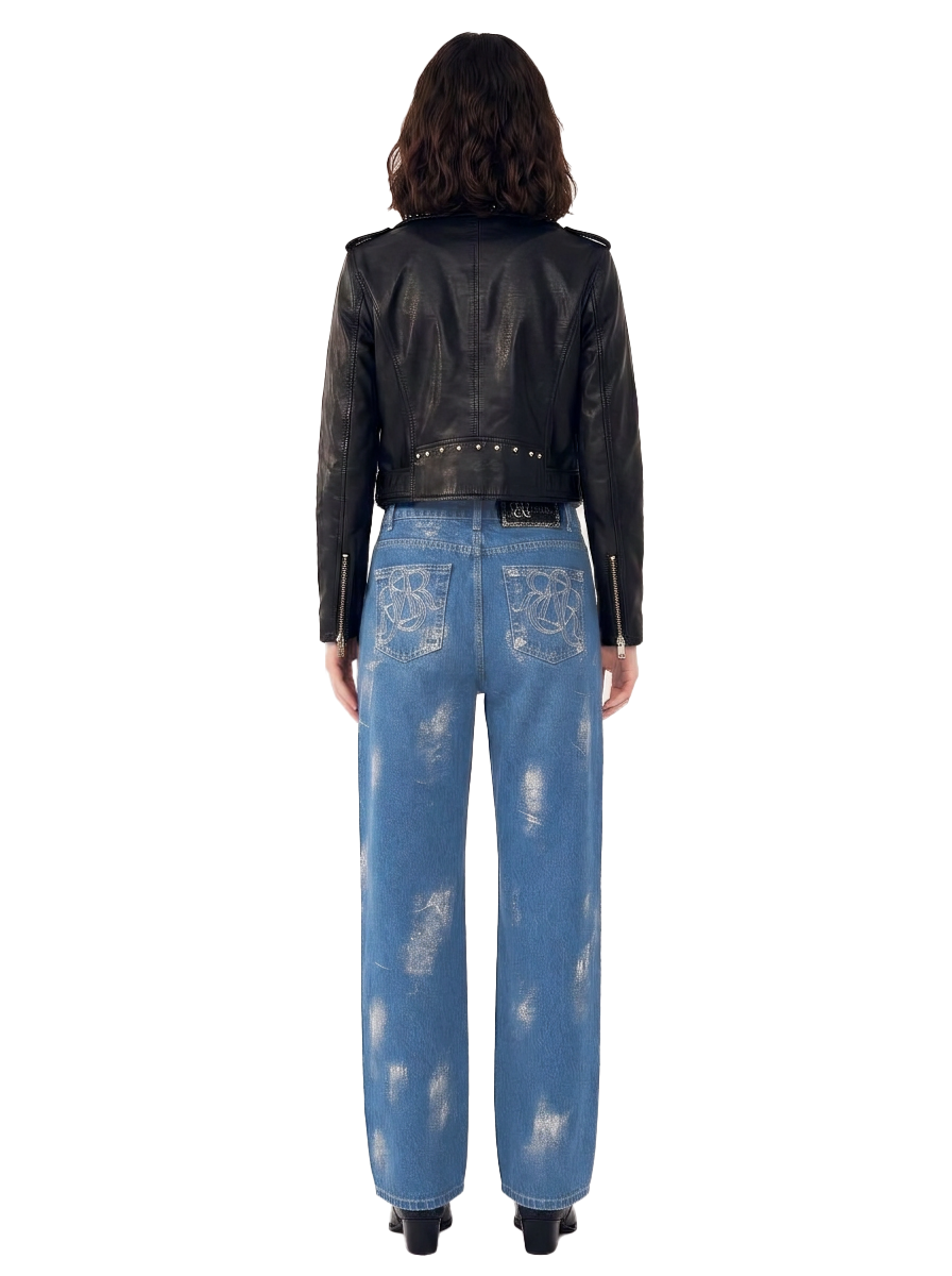 Rebel Distressed Lace-Up Wide Leg Jean