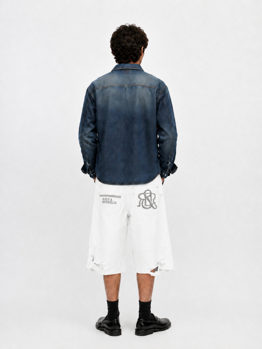 Rhinestone Pocket Denim Shorts