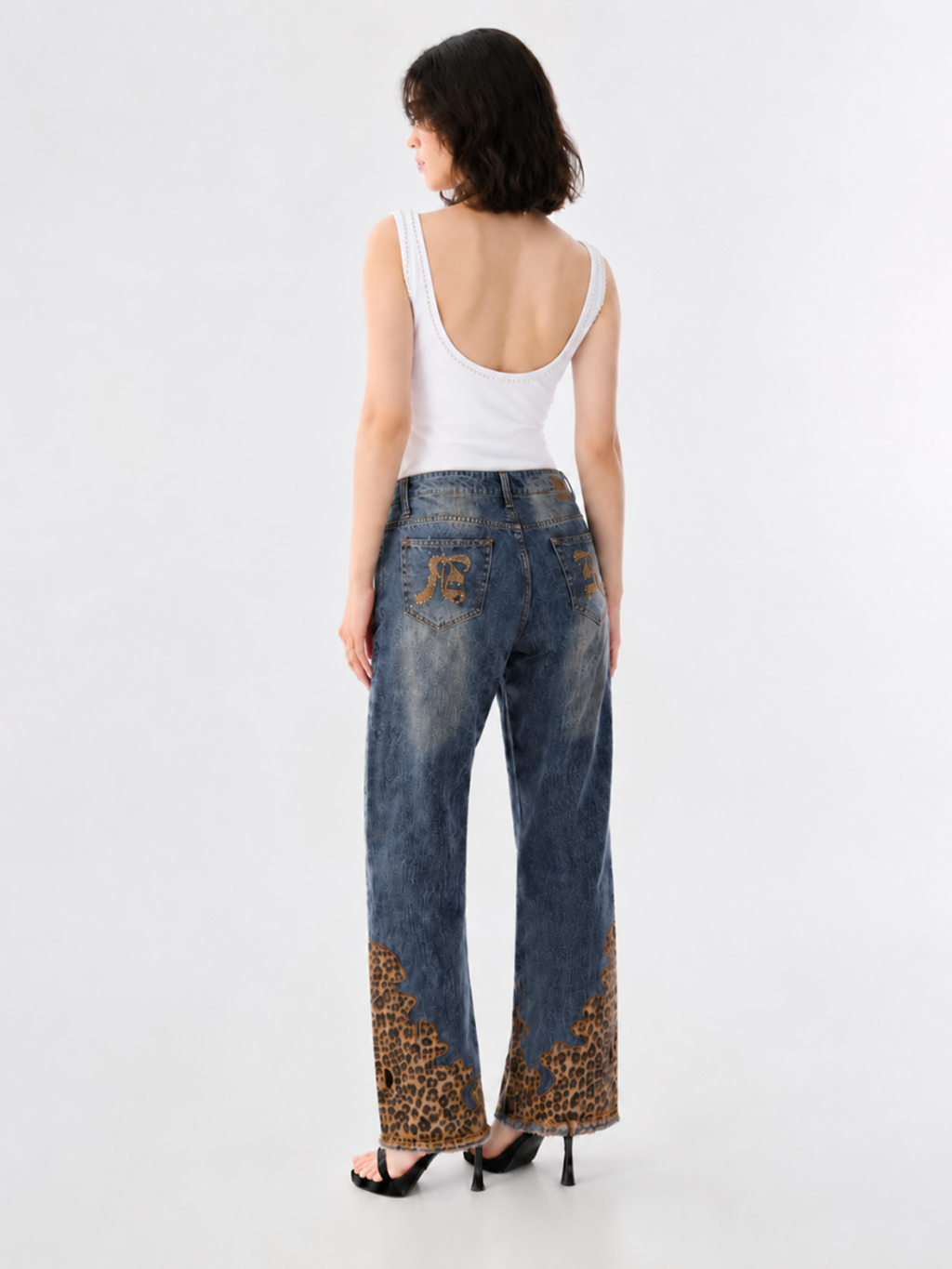Rhinestone Trim Fitted Tank Top
