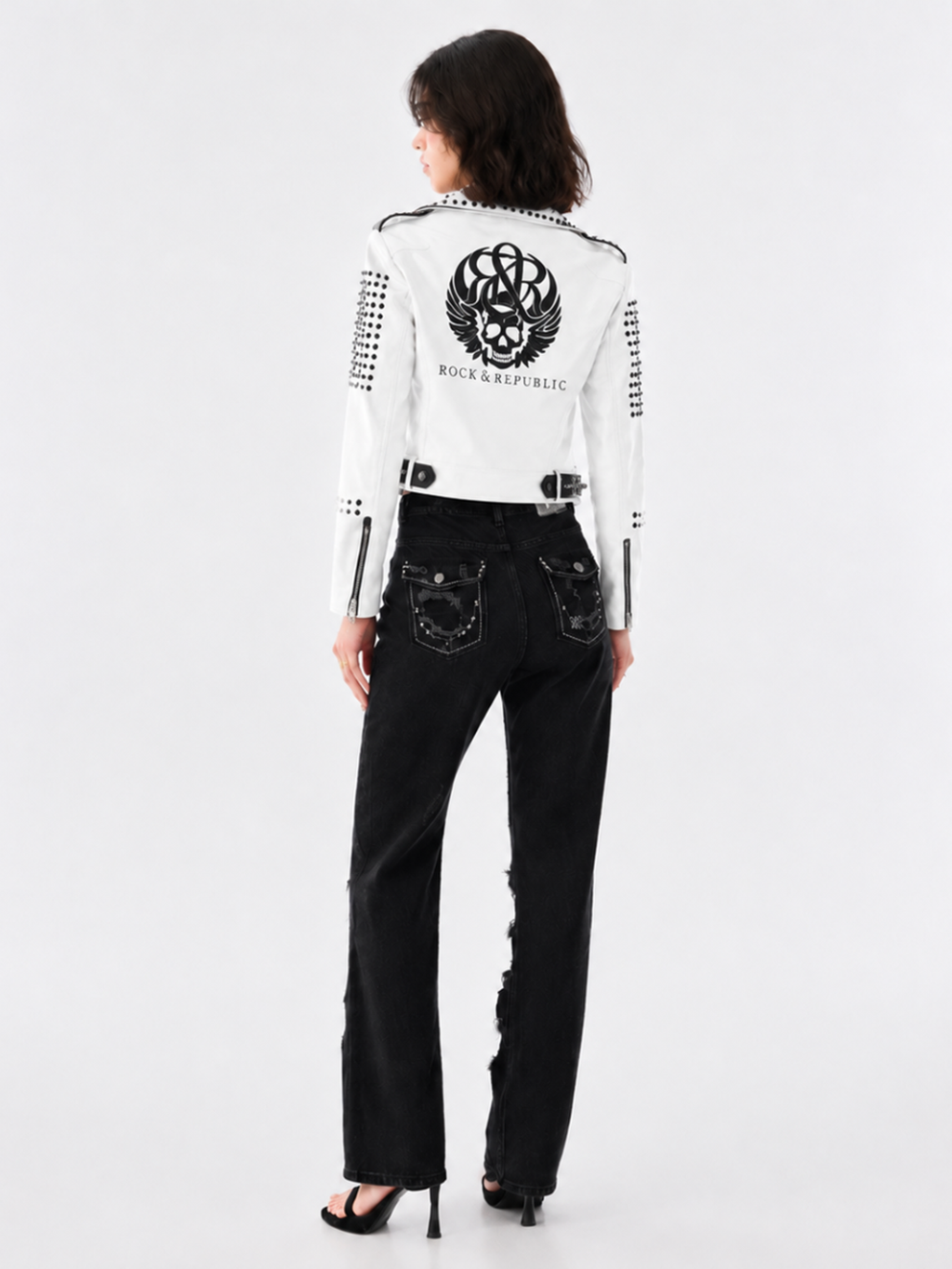 Studded Shoulder Moto Jacket