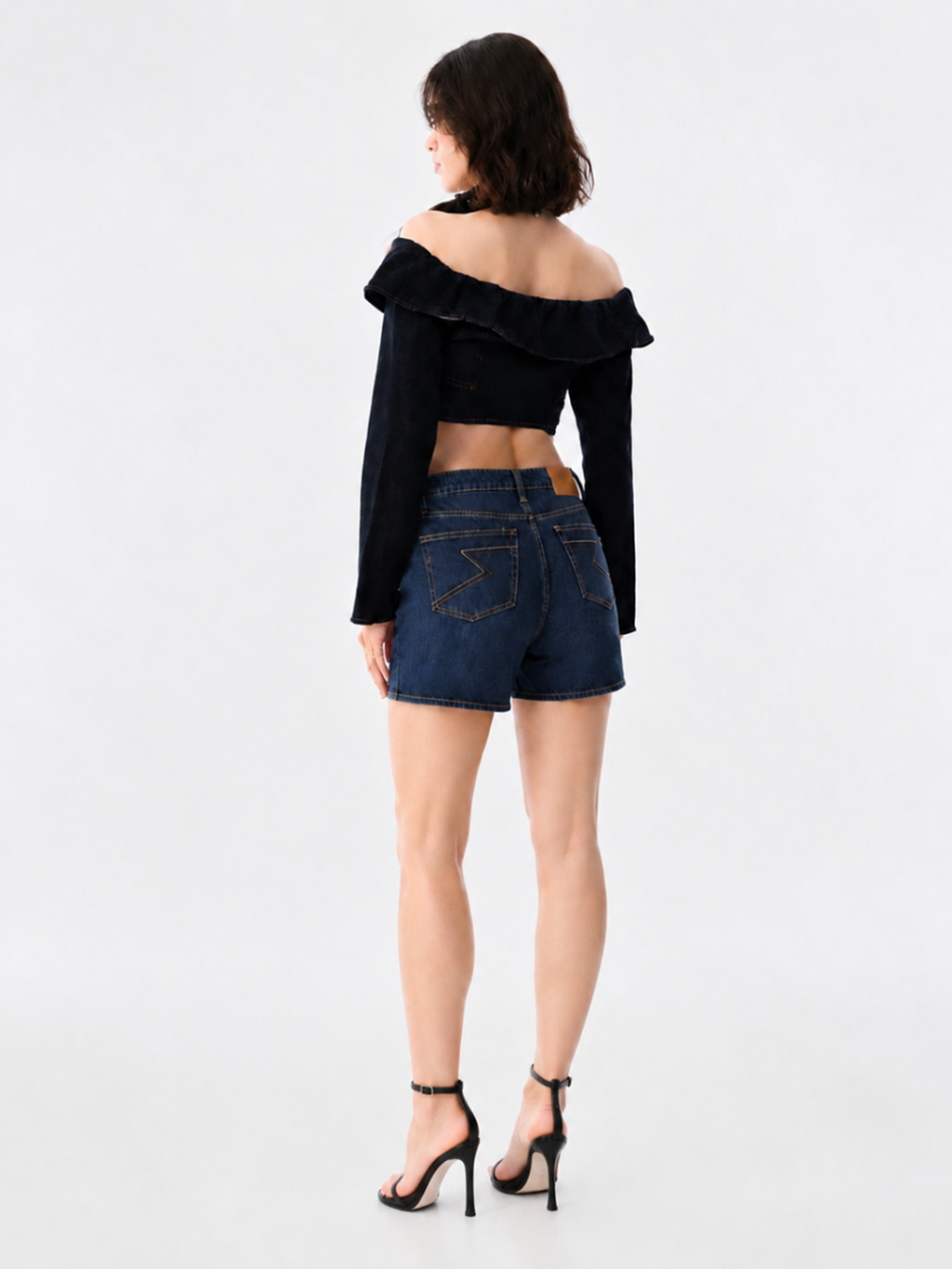 Asymmetric Wrap Denim Shorts
