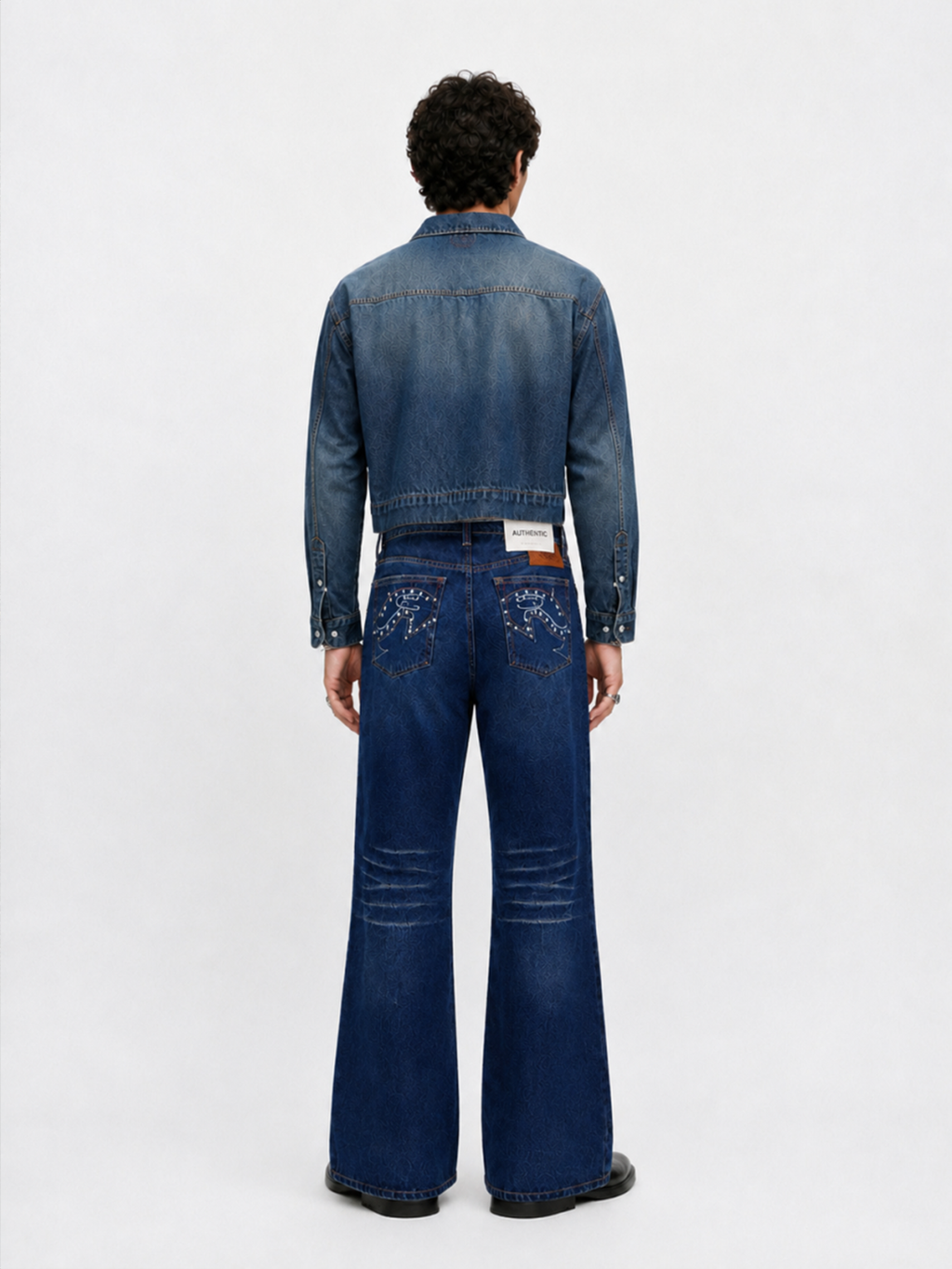 Neil Mid Rise Rhinestone-Embellished Straight Jean