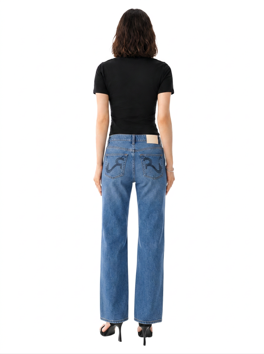 Kaia R-Embroidered Straight Jean