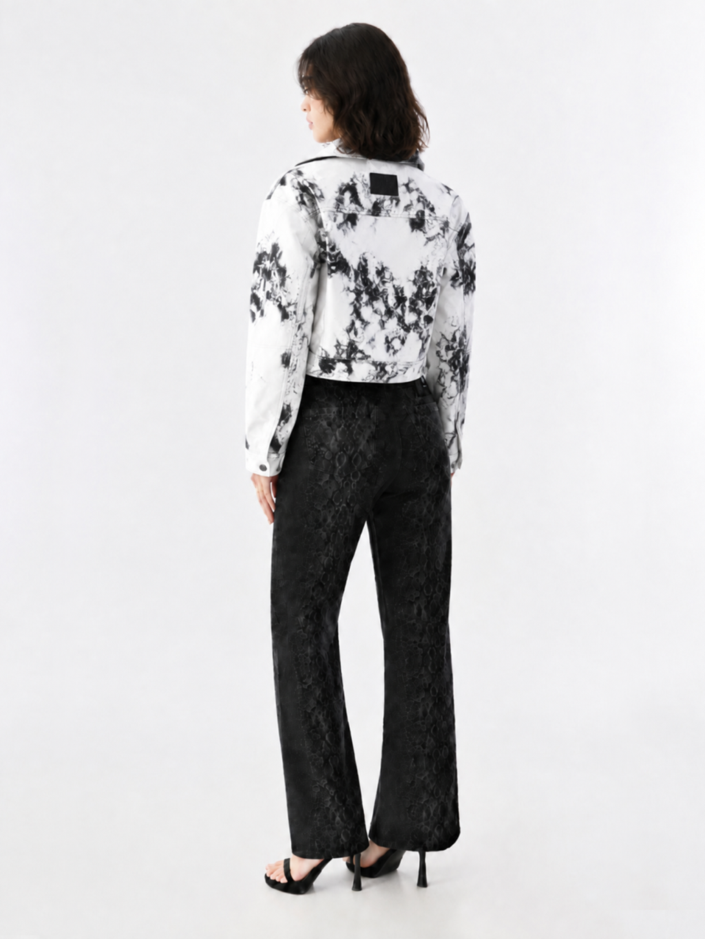 Mottled Faux Leather Moto Jacket