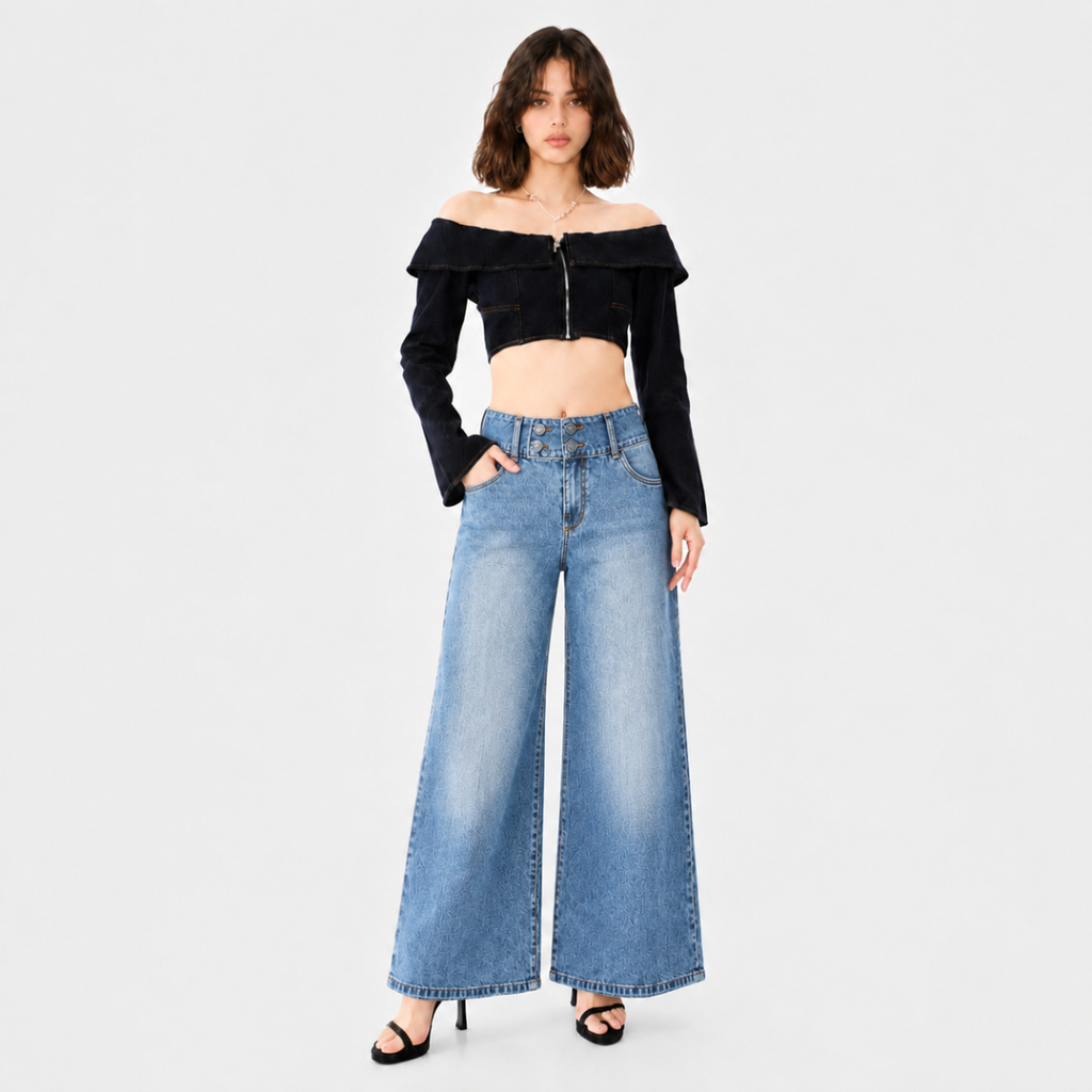 R Pocket Wide Leg Jeans