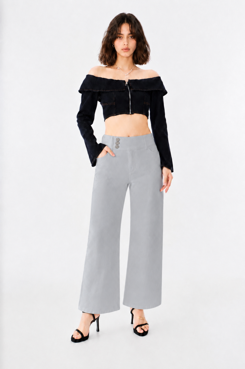 Triple Button Denim Bermuda Shorts