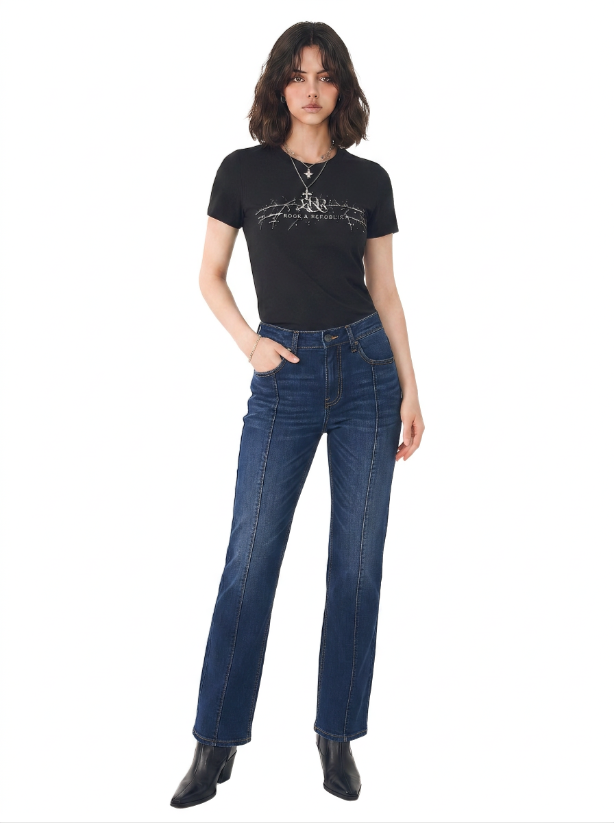Kaia R-Embroidered Straight Jean