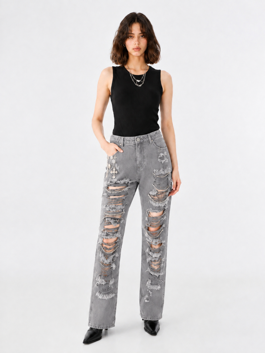 Neil Cross Distressed Straight Jean
