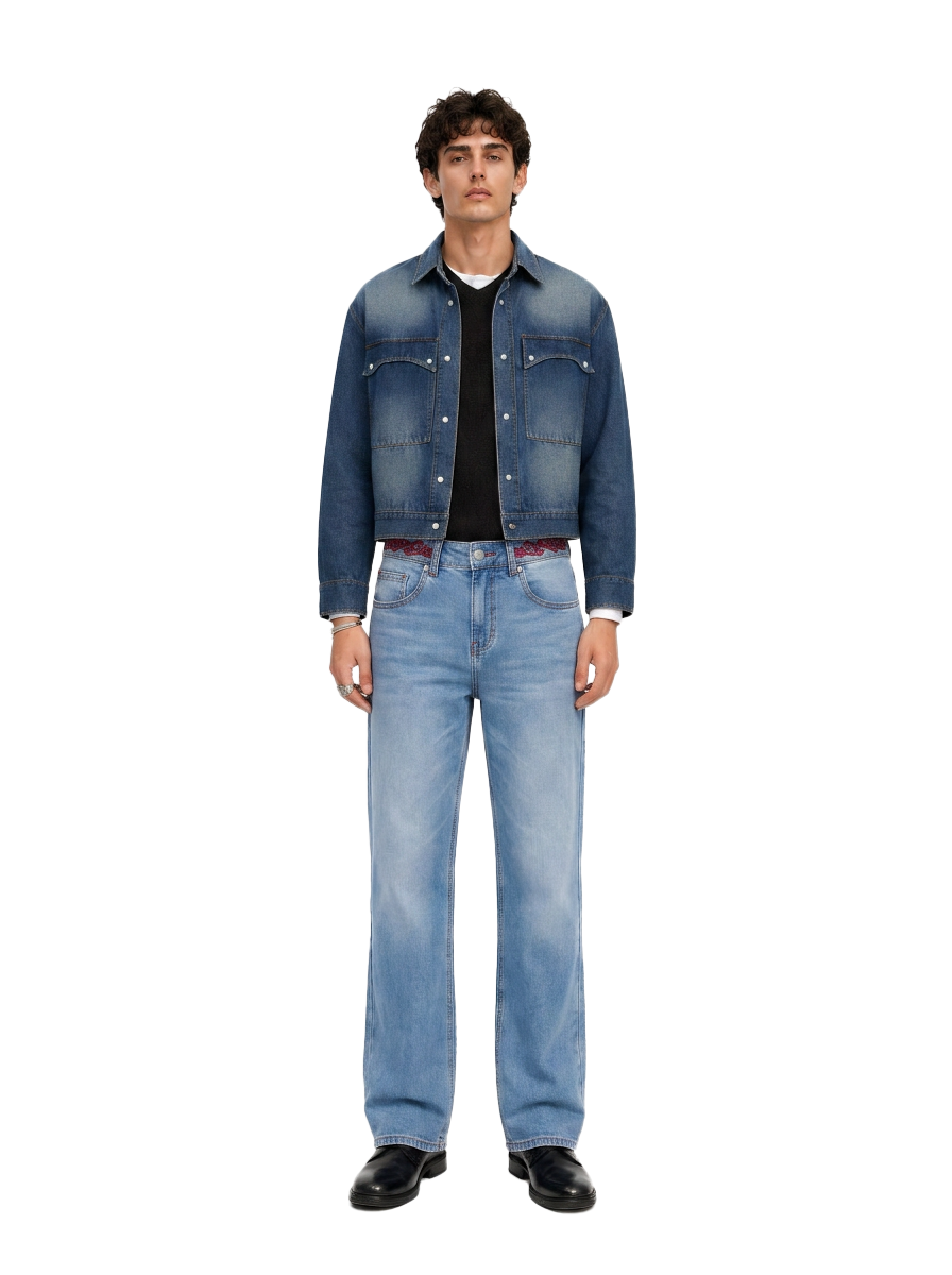 Knox Embroidered Appliqué Straight Jean