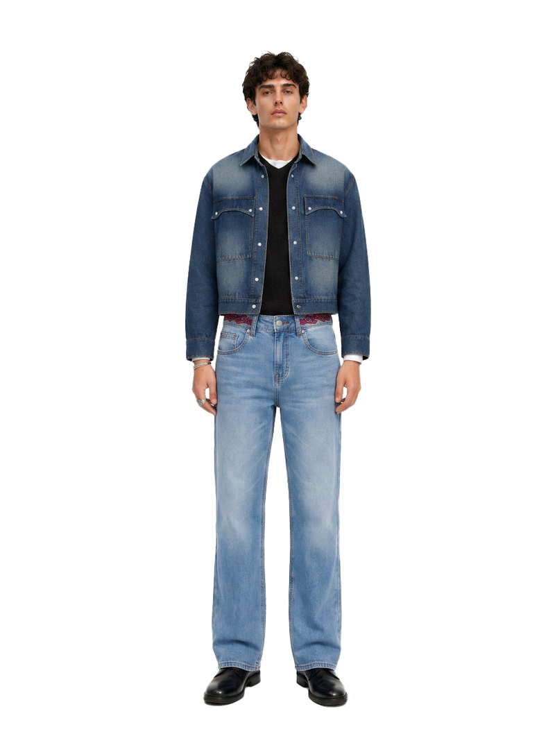 Knox Embroidered Appliqué Straight Jean