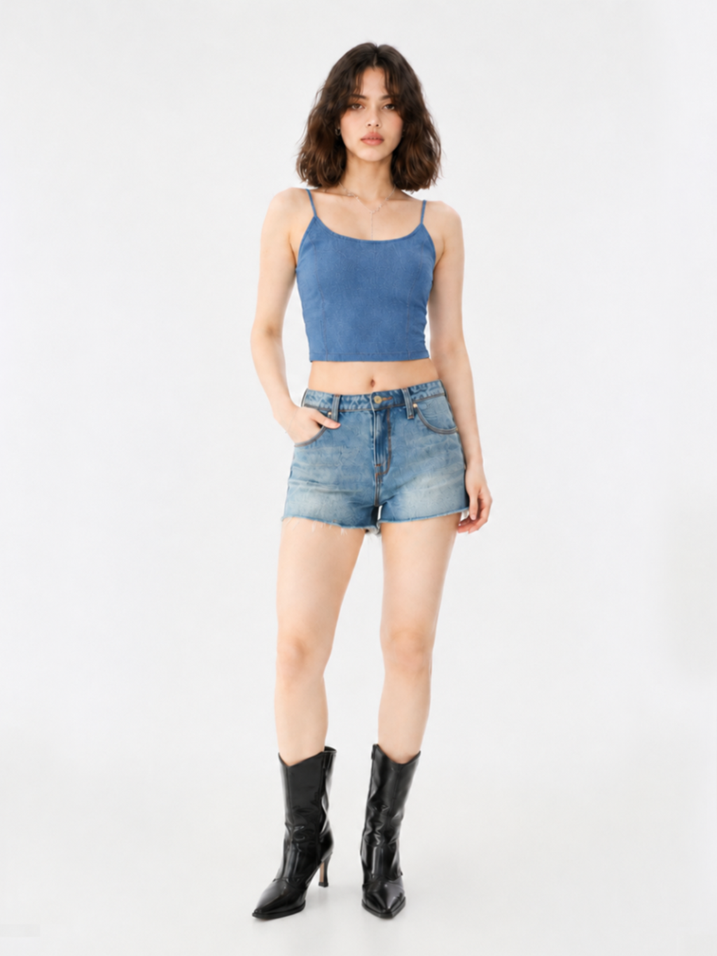 Crystal Denim Corset Top