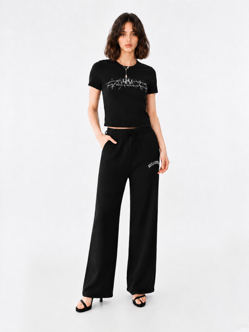 Logo Knit Wide Leg Pants