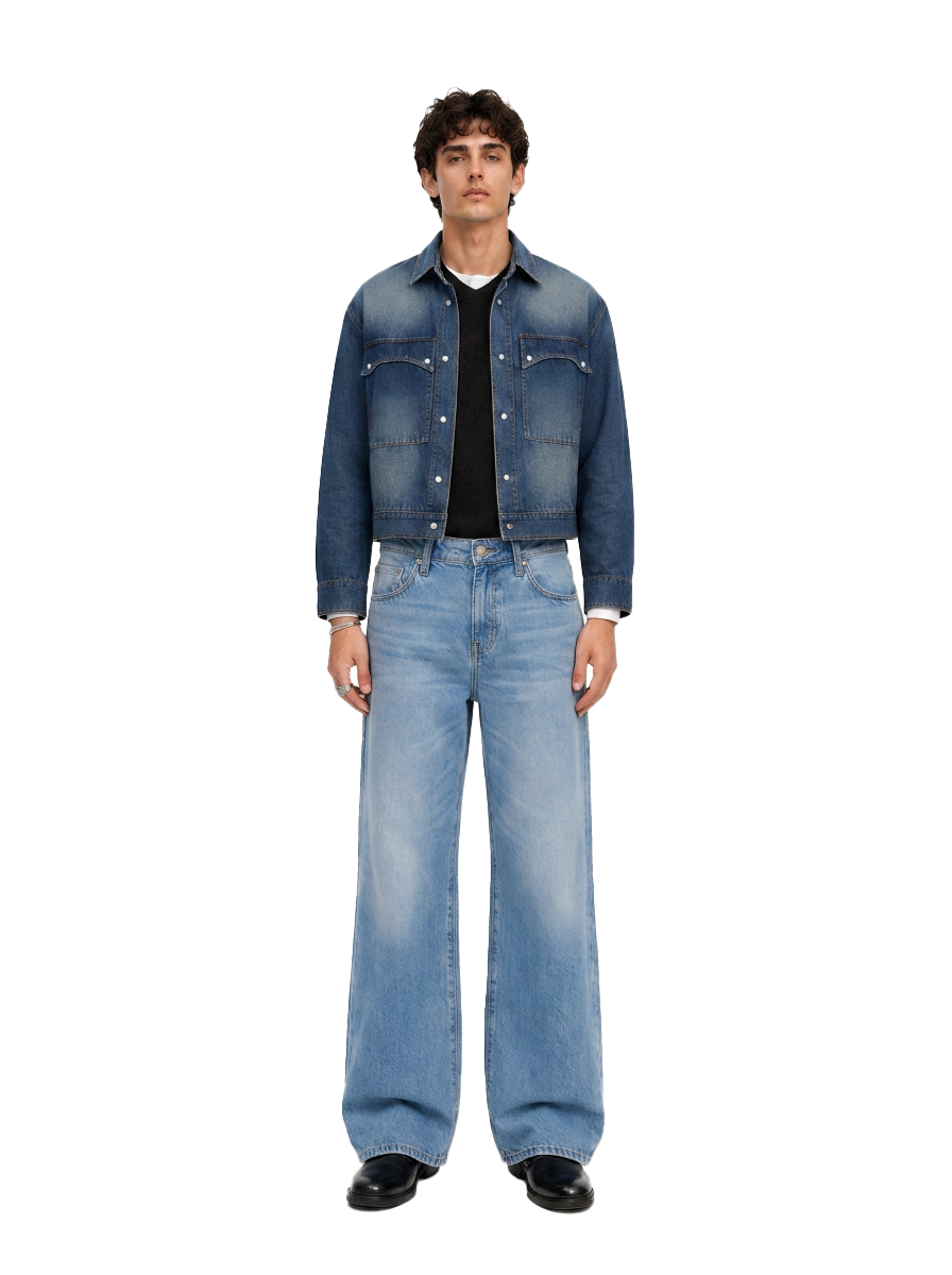 Rhys Embroidered Barrel Leg Jean